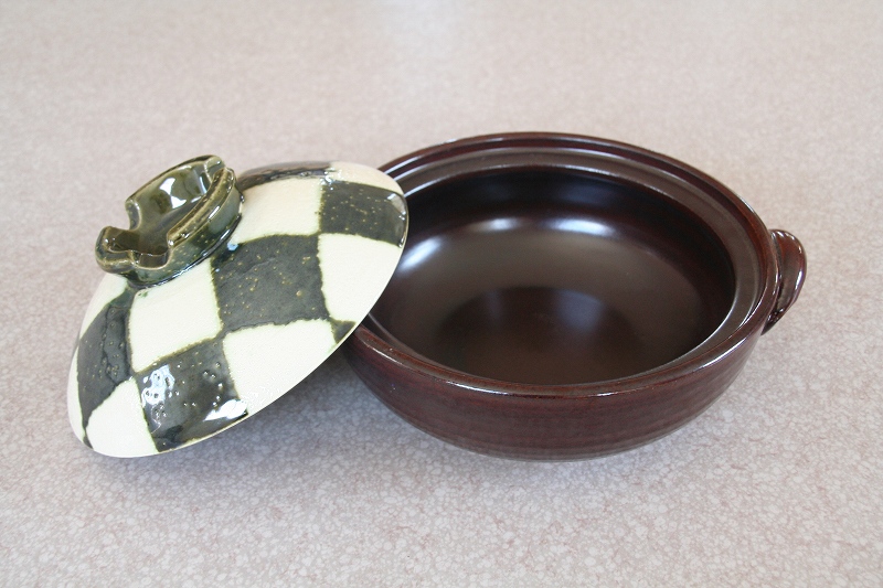 織部市松 土鍋 - 三鈴陶器