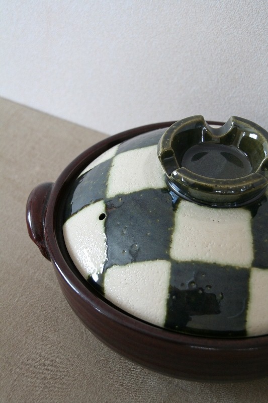 織部市松　土鍋
